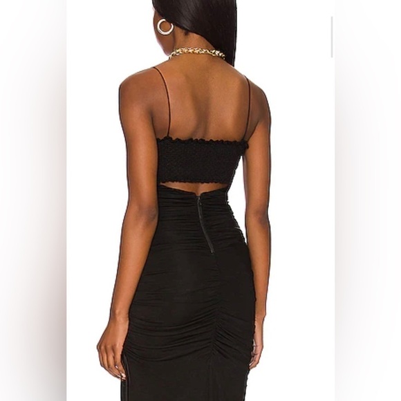 Alice + Olivia Lux Ruched Black Maxi Dress Size 8 Slim Fit Sexy Night Party - Picture 10 of 13